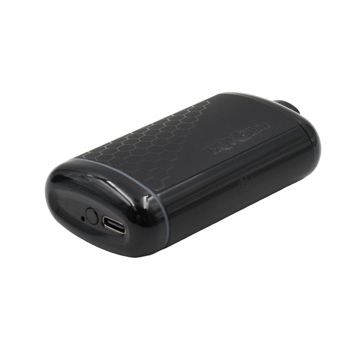 USB-C rapid charging port and Mode selector button of Interactive 510 Battery, black color option.