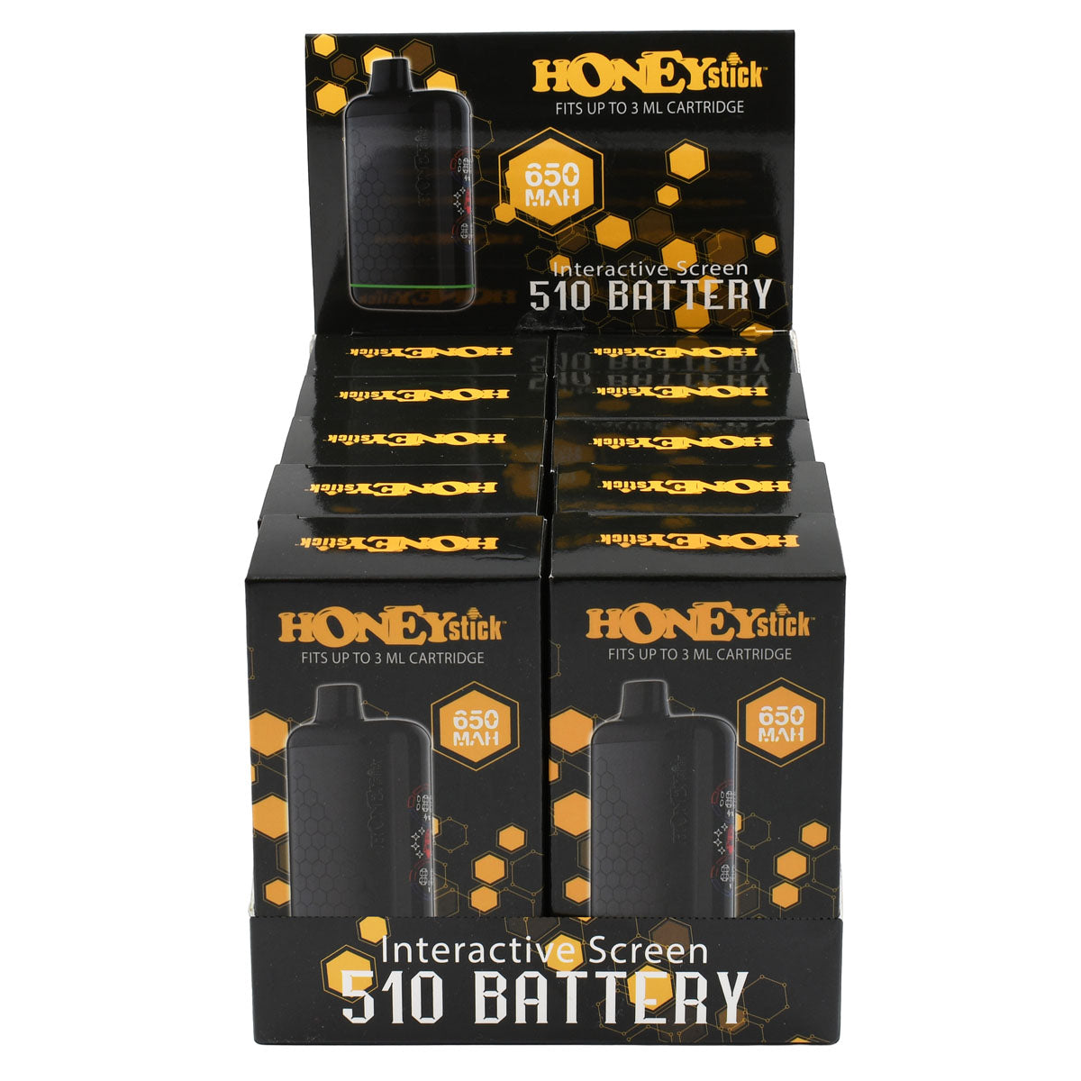 Honeystick Interactive Screen 510 Battery POP 10-Pack retail ready display box - Black Color Option