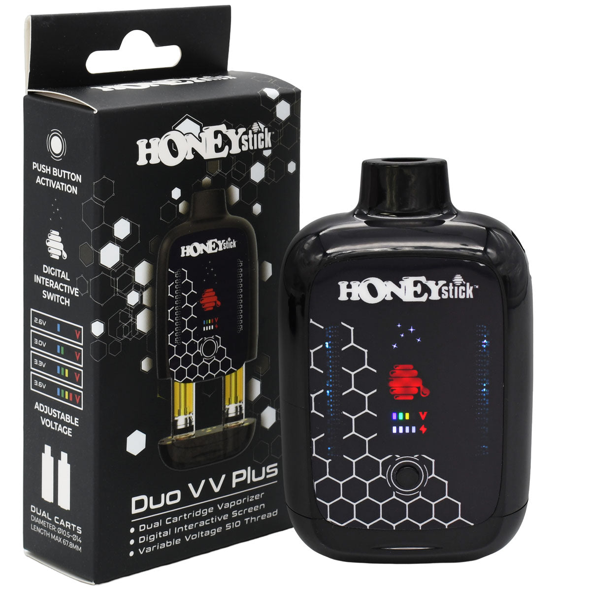 Silver Variant - Honeystick DUO VV PLUS cart vape with packaging box