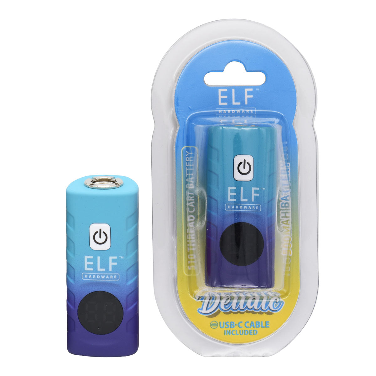 Blue and Purple design of Elf Hardware Deltaic 510 Thread Cart Battery