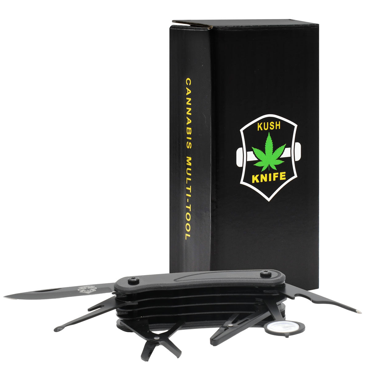 Kush Army Knife side view with box