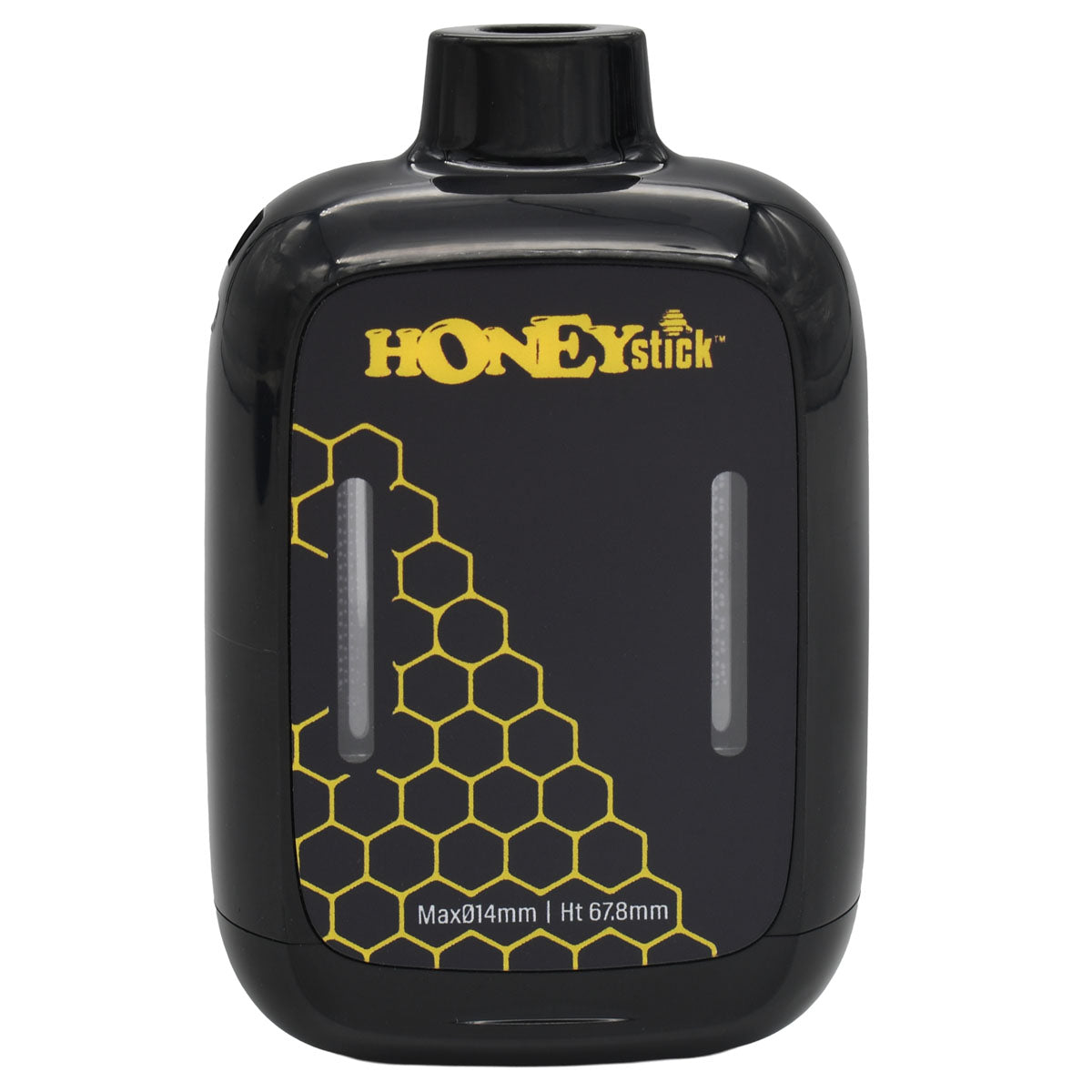 Honeystick DUO VV PLUS cart vape showing cartridge windows - Yellow design option